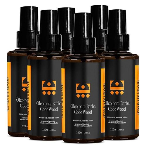Kit 6 óleo Hidratante Para Barba Goot Wood Embaixador 120ml
