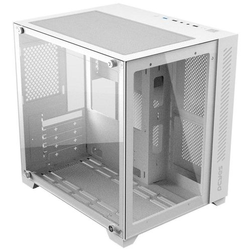 Gabinete Gamer Forcefield White Ghost - Frontal E...