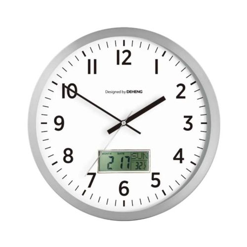 Relógio De Parede Digital Com Calendário E Termômetro – Despertador, Medidor De Temperatura Para Escritório E Sala