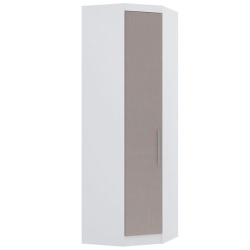 Guarda Roupa Canto 70cm, 1 Porta Alpes, Branco/Cinammon