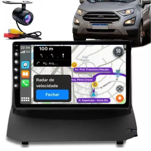 Central Multimídia Android 2 Din Ford Ecosport Moldura 9 Câmera Ré Pt Fosco