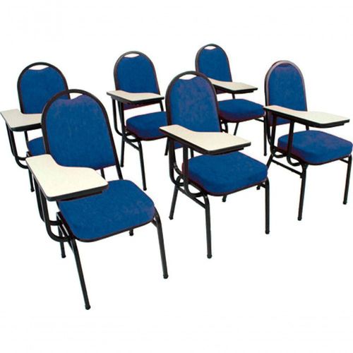 Kit Com 6 Cadeiras Para Auditórios Linha Hotel na tonalidade Azul.