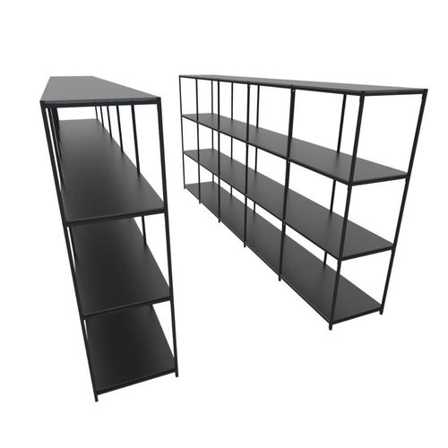 Praleira De Aço Reforçada Mini Porta Pallet 200x60x90 Estante Estoque Bandeja Preta Módulos Conjugados 5 + 5