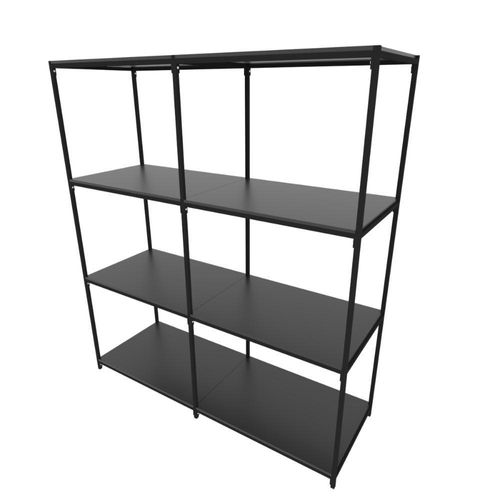 Praleira De Aço Reforçada Mini Porta Pallet 200x60x90 Estante Estoque Bandeja Preta 2 Módulos Conjugados