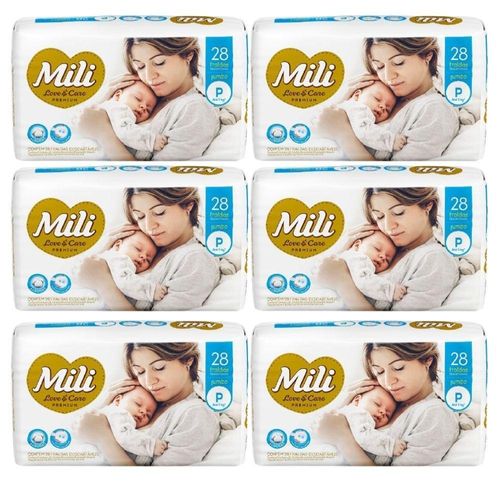 Fralda Descartável Love & Care - Tam P - 6 Pacotes (total: 168 Fraldas)