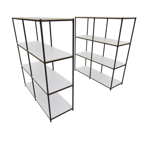 Praleira De Aço Reforçada Mini Porta Pallet 200x60x90 Estante Estoque Bandeja Branca Módulos Conjugados 2 + 2