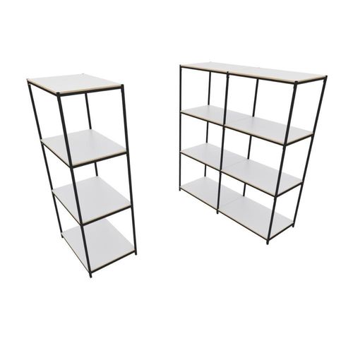 Praleira De Aço Reforçada Mini Porta Pallet 200x60x90 Estante Estoque Bandeja Branca 1 Módulo + 2 Módulos Conjugados