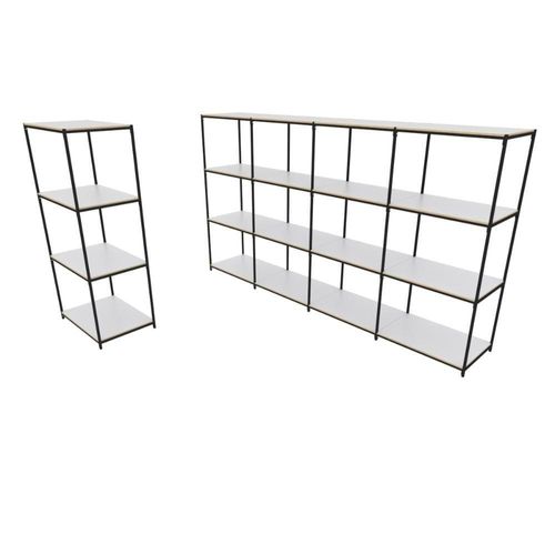 Praleira De Aço Reforçada Mini Porta Pallet 200x60x90 Estante Estoque Bandeja Branca 1 Módulo + 4 Módulos Conjugados