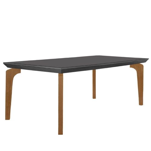 Mesa Para Sala De Jantar Liz 180cm Em Mdf E Vidro Grafite/ Imbuia/ Serig. Grafite