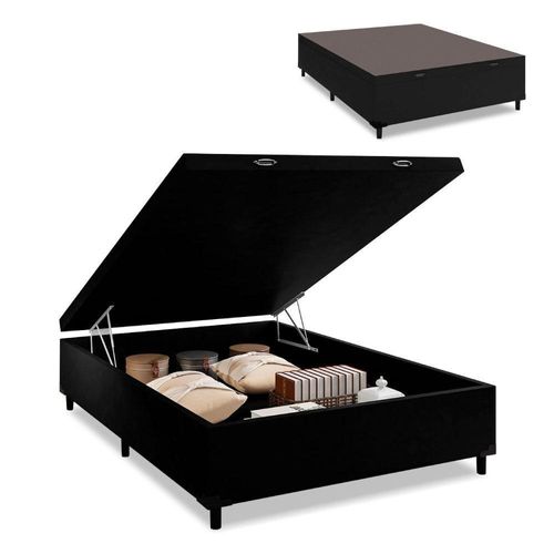 Cama Box  Baú Casal 1,38  41cm De Altura Prince Preto Preto