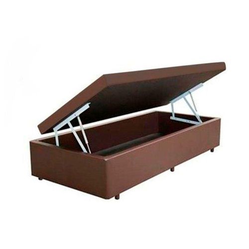 Cama Baú Solteiro 88 - Bello Tecido Sintético Marrom