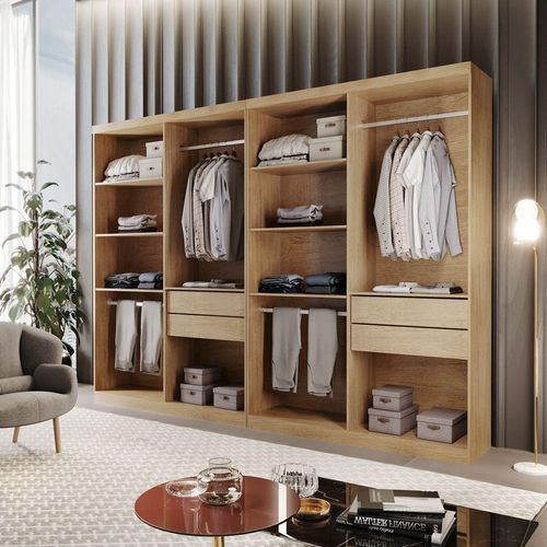Closet Solteiro Hera Premium 4 Gavetas 8 Prateleiras Rufato Imbuia