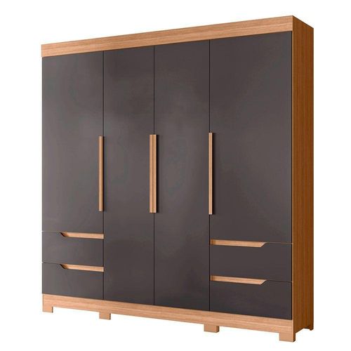 Guarda Roupa Vivacce Casal 4 Portas Albatroz Nature/titanium