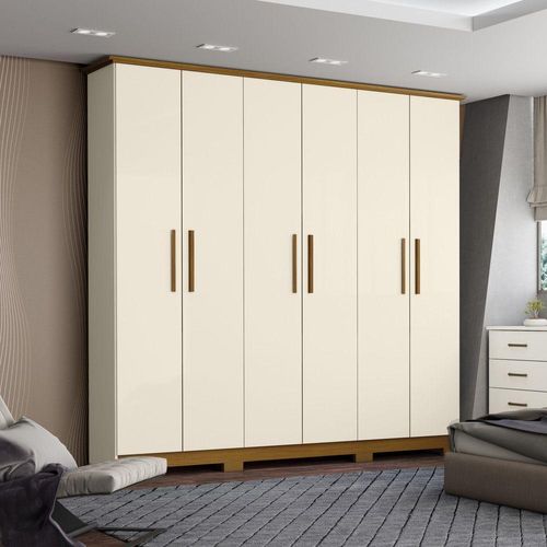 Guarda Roupa 6 Portas 3 Gavetas Lima Henn Off White Nature