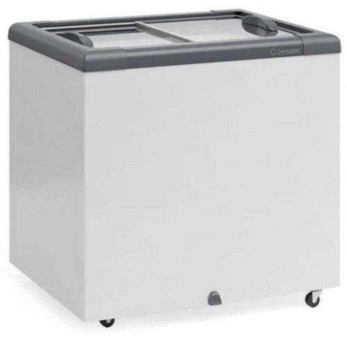 Freezer Plano Vidro Reto Deslizante Com Led Ghd200l Gelopar Expositor 210 Litros Cinza 220v