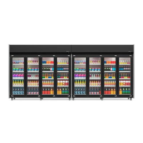Expositor 8 Portas Geas8p Gelopar Auto Serviço Preto 4 Prateleiras 220v