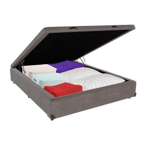 Cama Box Baú Casal 138x188 Cinza - Compacto e Moderno