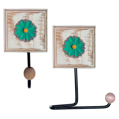 Kit Banheiro Porta Papel Higiênico + Toalheiro Flor Cor Verde