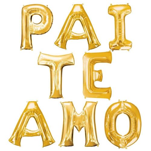 Balão Metalizado Dia Dos Pais Dourado - Pai Te Amo