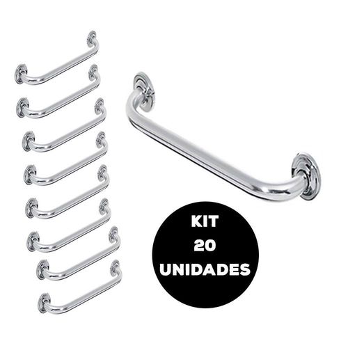 Barra De Apoio Alça Banheiro Inox 50Cm Kit 20 Unidades Cadeirante Deficiente Idoso