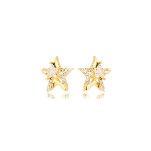 Brinco Estrela Reluzente Banhada A Ouro 18k