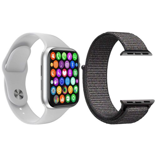 Kit 1 Smartwatch9 Lite Branco + 1 Pulseira Extra Nylon Cinza