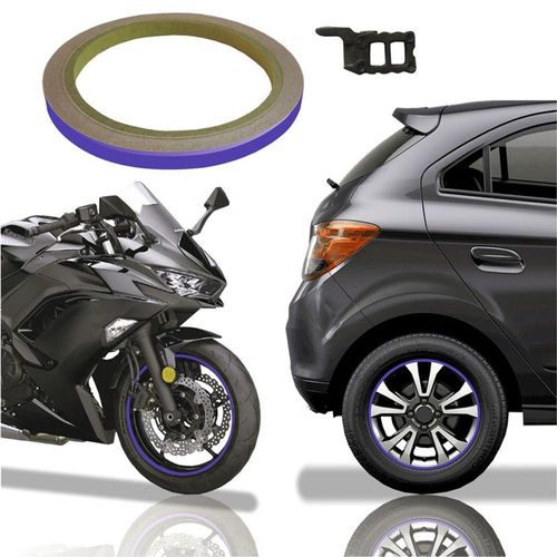 Friso De Roda Adesivo Refletivo Carro E Moto Honda Yamaha Suzuki Azul Cor Azul