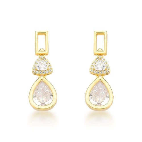 Brinco Festa Médio Com Zircônios Banhado A Ouro 18k
