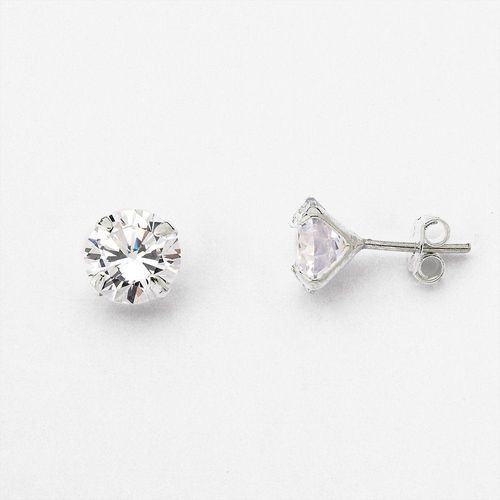Brinco Ponto De Luz Zirconia Redonda Unissex Prata 925 10mm