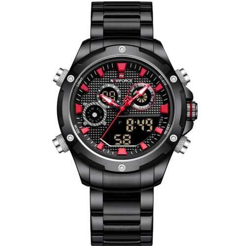 Relógio Masculino Digital Em Aço Inoxidável Cronógrafo Impermeável Esportivo Vermelho
