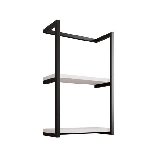Toalheiro Para Banheiro Estilo Industrial Sahy - Preto E Prateleira Branca - Cor: Preto