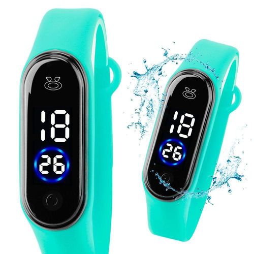 Relogio Bracelete Prova Dagua Feminino Digital Silicone Azul Presente Ajustavel Qualidade