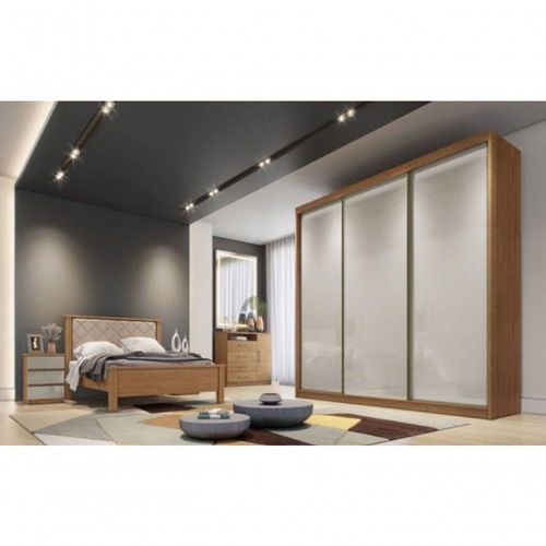 Guarda Roupa Casal 3 Portas 8 Gavetas Arezzo - Móveis  Horizonte - Cumaru Fendi