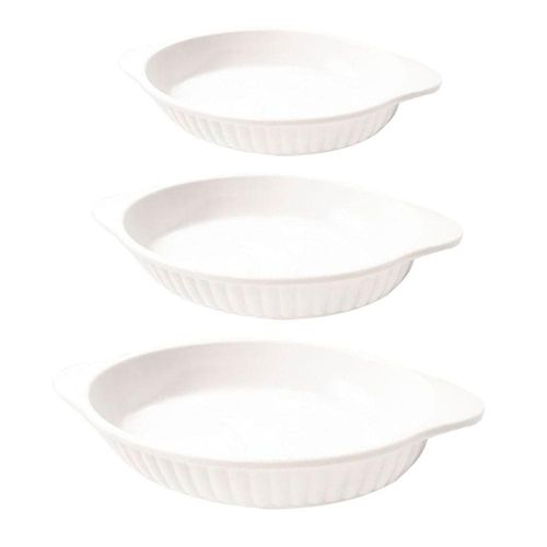 Jogo De Travessas Melamina Oval Branca 3 Peças