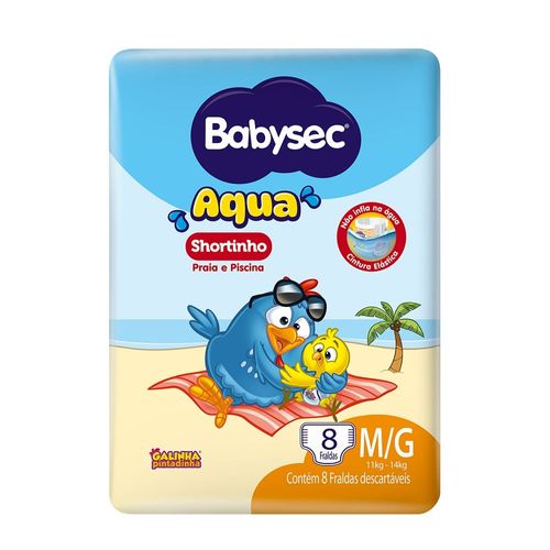 Fralda Descartável Aqua Shortinho Babysec MG (11–14kg) 8 Unidades