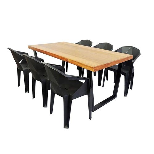 Jogo Mesa Industrial Diamond 2,00m E 6 Cadeiras área Gourmet
