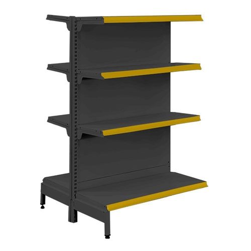 Gôndola Prateleira Preta 4 Níveis 40x30 New Plus 1,40 Central Continuação Pe Amarelo - Sa Gôndolas