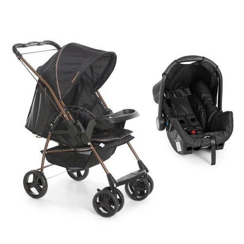 Carrinho Bebê Reversível Milano com Bebê Conforto Preto/Cobre
