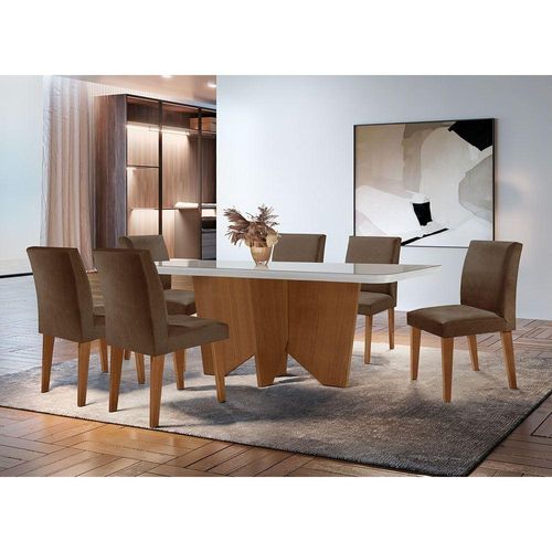 Sala De Jantar Mesa Evora C/ 6 Cad Grecia Rufato Vel. Marrom