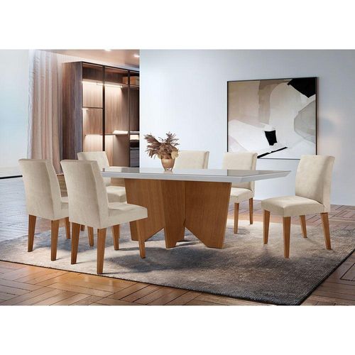 Sala Jantar Evora Canto Reto 6 Cad Grecia Rufato Vel.creme