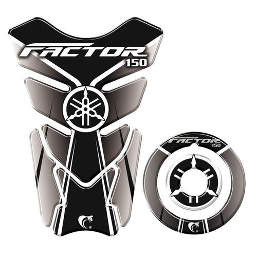 Adesivo Protetor Tanque E Bocal Moto Yamaha Factor 150 Preto E Cinza