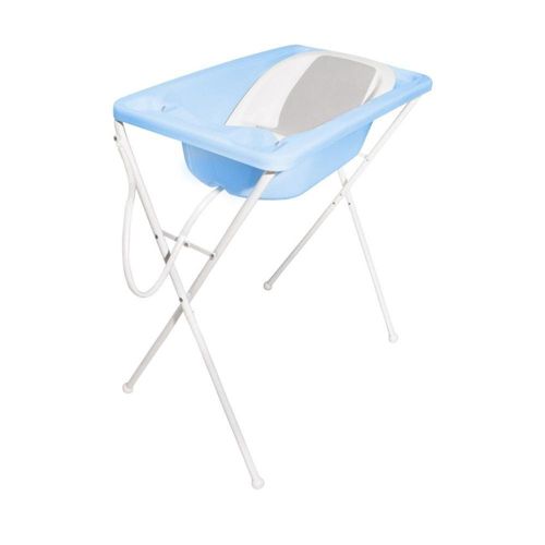 Banheira Bebê Galzerano Acqua Trio Azul Com Suporte Redutor Azul Pastel