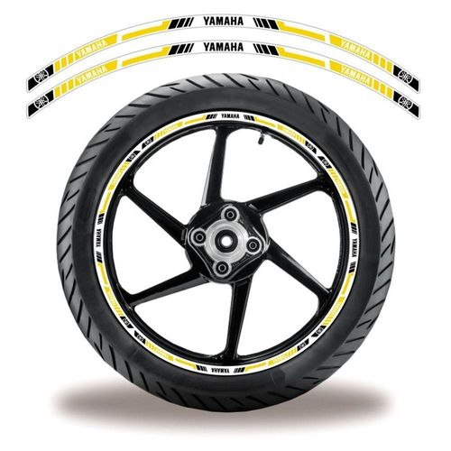 Adesivo Refletivo Friso Roda Moto Yamaha Amarelo Amarelo Preto
