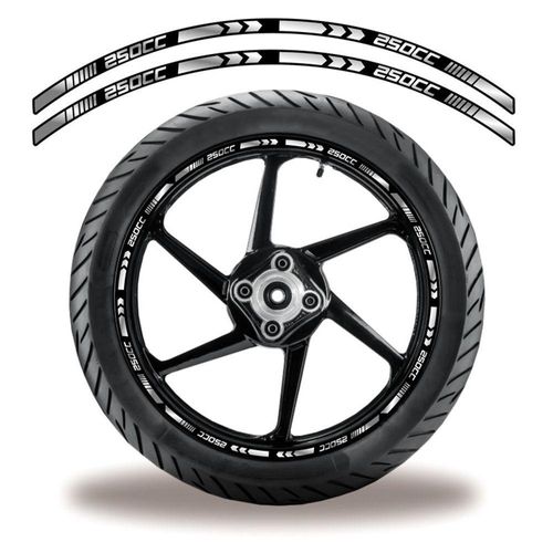 Friso De Roda Adesivo Refletivo Para Motos 250 Cc Branco E Preto Cor Preto