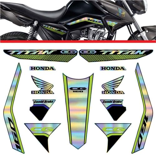 Kit Carenagem Holográfico Honda Cg Titan 160 Anos 2023 2024 Amarelo Amarelo