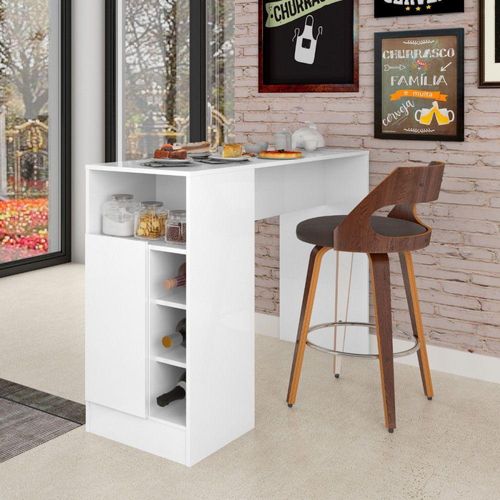 Bancada Gourmet Com Nicho 1 Porta Branco Atualle
