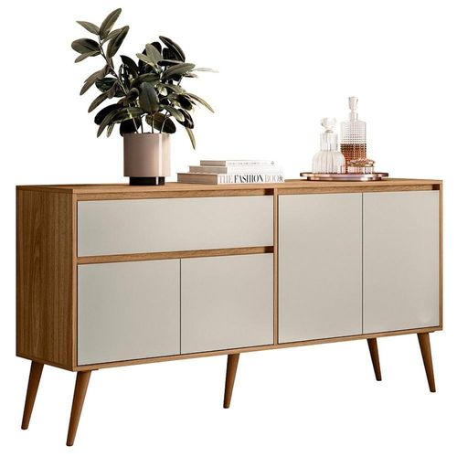 Aparador Buffet 160 Cm 4 Portas Ra2550 Nature Off White Plla