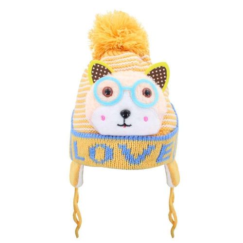 Touca Gorro Infantil Amarela Gatinho Tamanho único