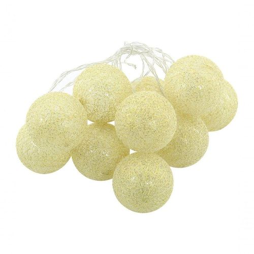 Cordão Fio De Luz Luminária De Bolinhas Dourado Led 10 Bolas 1,80m à Pilha