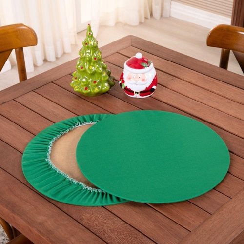 Sousplat Capa E Base Mdf Basic Liso 35cm Diâmetro Tecido Oxford 100% Poliéster - Verde
